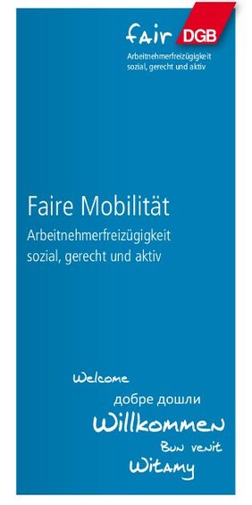 Titelblattansicht eines Flyers des Projekts "Faire Mobilität"